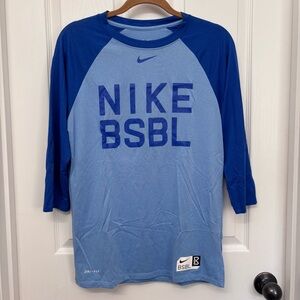 Blue Dri-FIT Baseball Tee | Nike BSBL Size S